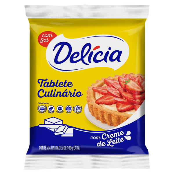 TABLETE CULINARIO DELICIA 400GR C/CREME D LEITE