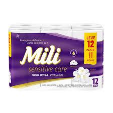 PAPEL HIG.MILI SENSITIVE CARE F.DUPLA PERFUMADO 12 ROLOS 30M