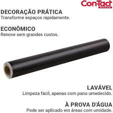 PLASTICO ADESIVO CON-TACT VULCAN BRILHANTE PRETO - POR METRO