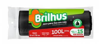 SACO LIXO BRILHUS ROLO 100L C/ 15