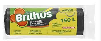 SACO LIXO BRILHUS ROLO 150L C/ 15