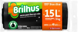 SACO LIXO BRILHUS ROLO 15L C/ 40