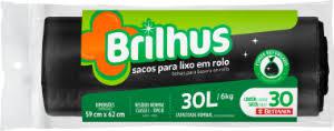 SACO LIXO BRILHUS ROLO 30L C/ 30