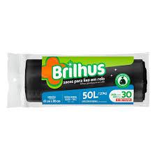 SACO LIXO BRILHUS ROLO 50L C/ 30