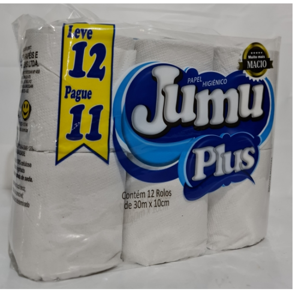 PAPEL HIGIENICO JUMU PLUS 30M 12 ROLOS