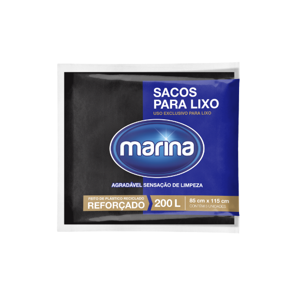 SACO P/ LIXO MARINA PRETO 200L 5UN