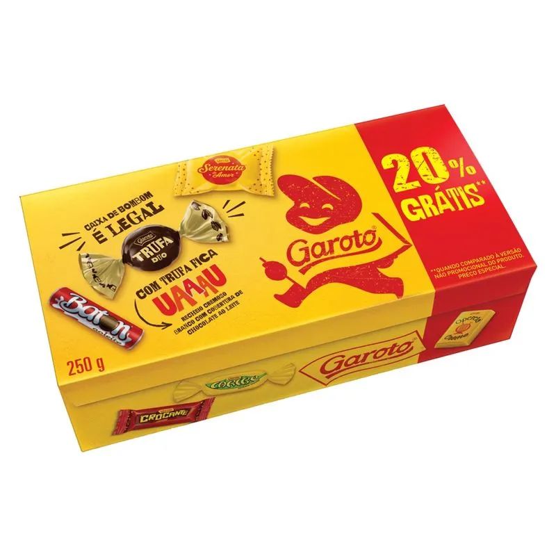 BOMBONS FINOS GAROTICES GAROTO PRO20% 30X250G