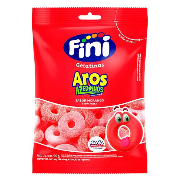 AROS DE MORANGO ACIDO GELATINAS FINI 100