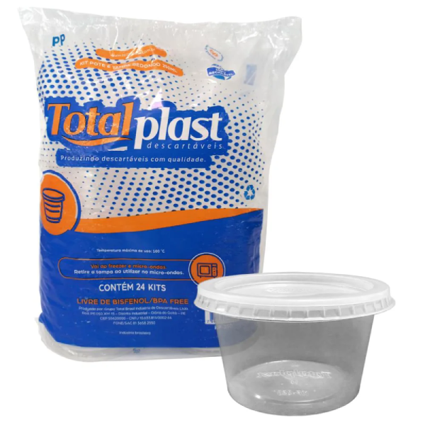 KIT POTES DESCARTAVEIS 250ML TOTALPLAST