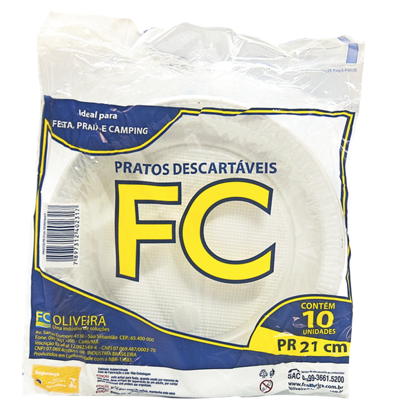 PRATO DESCARTAVEL FC N21 FUNDO 10UN