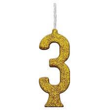 VELA PARABENS GLITTER DOUR NUM 3 REGINA