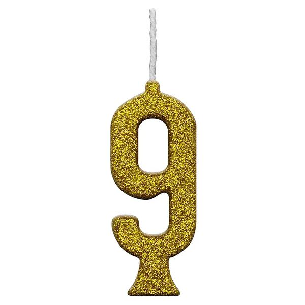 VELA PARABENS GLITTER DOUR NUM 9 REGINA