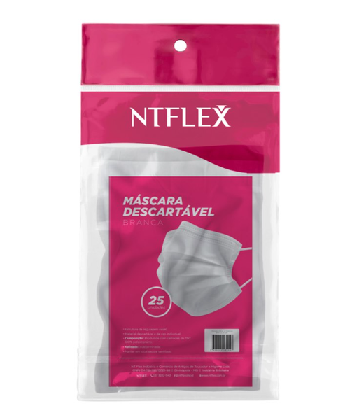 MASCARA DESCARTAVEL BRANCA NTFLEX C25UN
