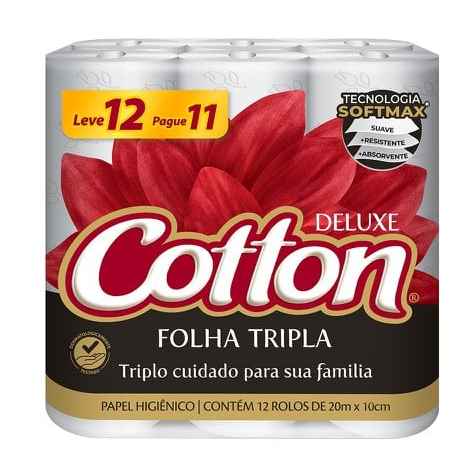 PAPEL HIGIENICO COTTON FOLHA TRIPLA LV12 PG11