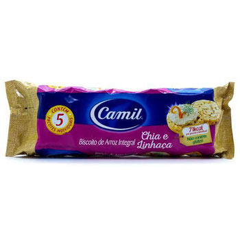 BISCOITO ARROZ CAMIL 90G CHIA E LINHACA