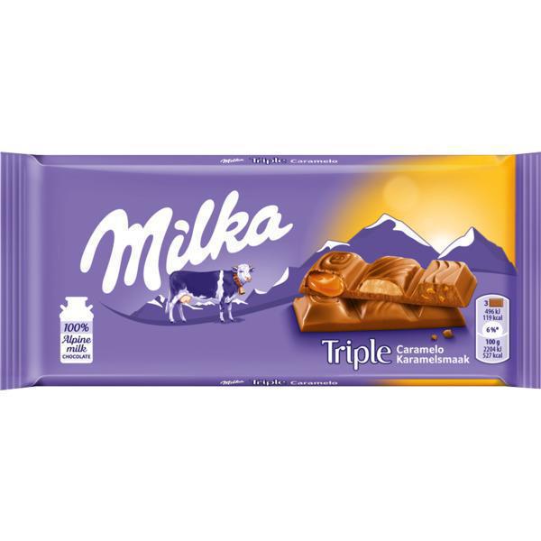 CHOC MILKA 90G TRIPLE CARAMEL