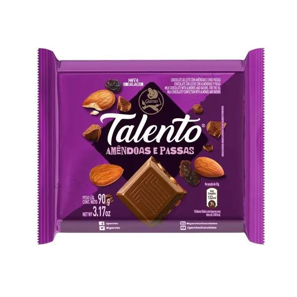 CHOC TALENTO 90G AMENDOA PASSAS