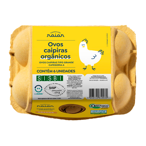 OVO CAIPIRA ORGANICO RAIAR C/ 6 GRANDE