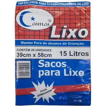 COSMOS SACO P/ LIXO 15L C/20UN
