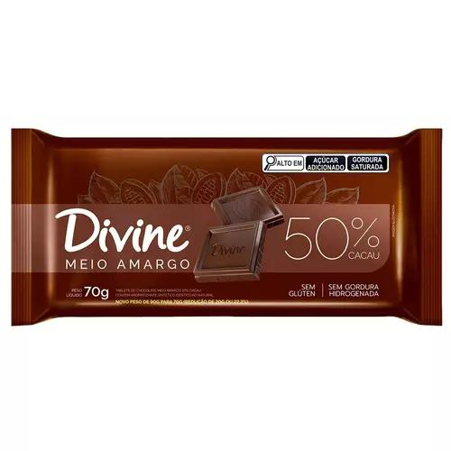 CHOC BARRA DIVINE 70G MEIO AMARGO 50%