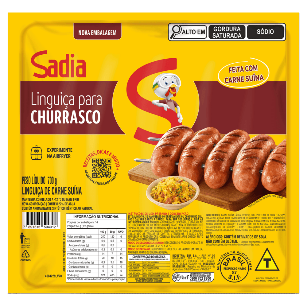 LINGUICA SADIA 700G SUINA