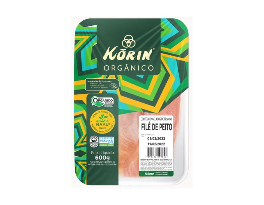 FILE DE PEITO FRANGO KORIN 600G ORGANICO