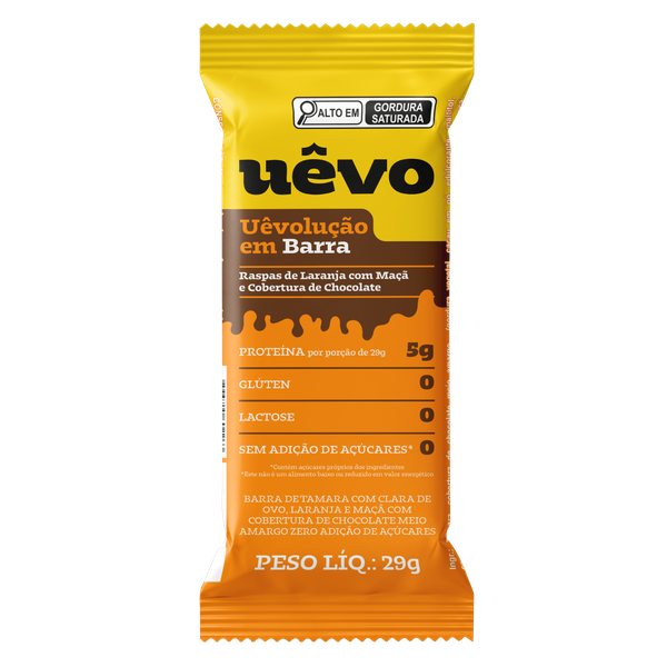 Barra Uevo 29g Raspas Laranja Cobertura Chocolate