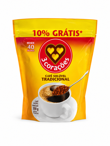 Cafe Soluvel 3 Coracoes 40g Tradicional 10% Gratis