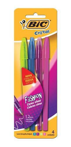 Caneta Bic 4 Cores Cristal Fashion