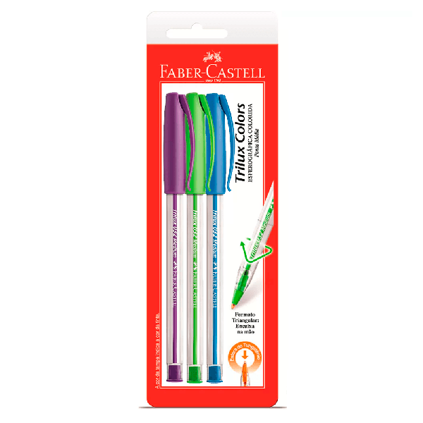 Caneta Faber Castell C/ 3un Trilux Colors