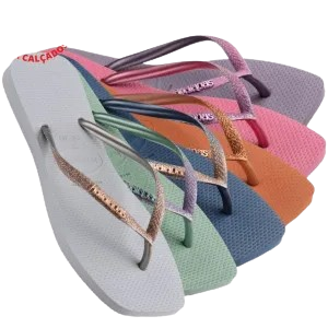 Chinelo Havaianas Slim Square Glitter