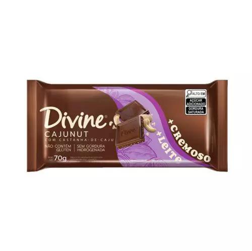 Chocolate Barra Divine 70g Cajunut + Cremoso+ Leite