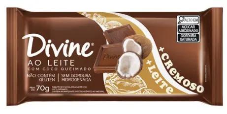 Chocolate Barra Divine 70g Coco Queimado +Cremoso+Leite