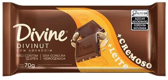 Chocolate Barra Divine 70g Divinut + Cremoso + Leite