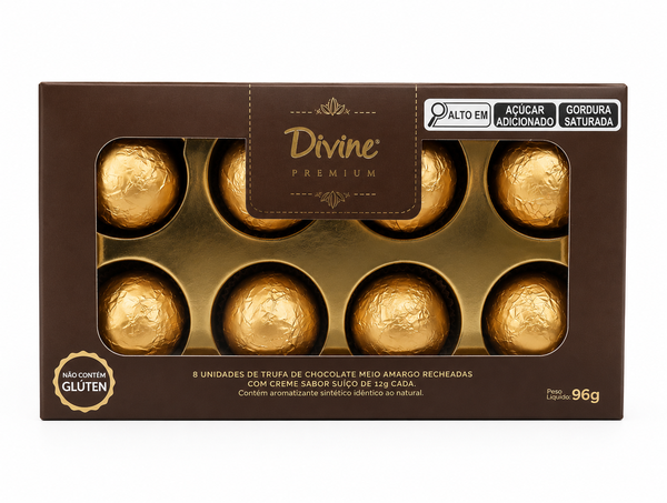 Chocolate Divine 96g Trufa 50% Meio Amargo c/ Creme Suico