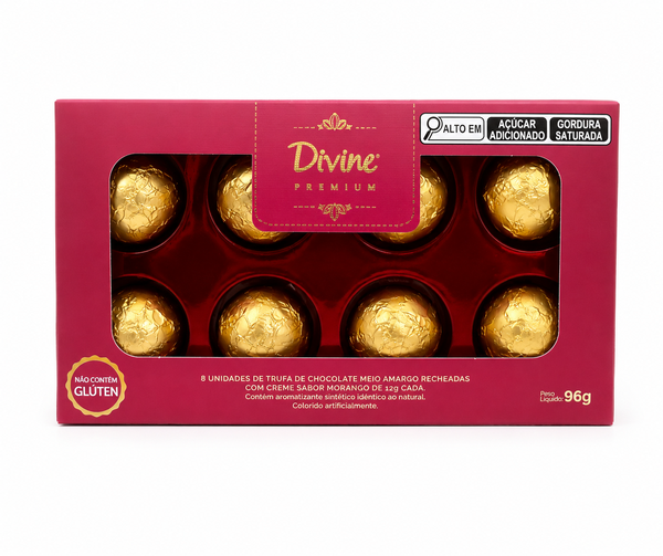 Chocolate Divine 96g Trufa Meio Amargo c/ Morango