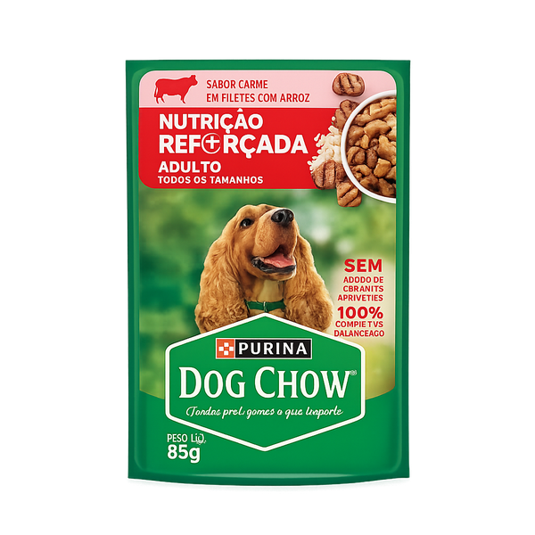 Dog Chow 85g Nutricao Reforcada Adulto Carne Arroz