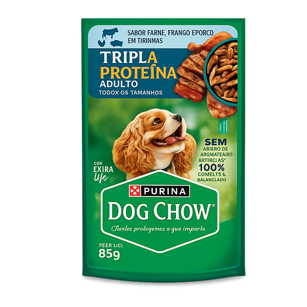 Dog Chow 85g Tripla Proteina Adulto Car Frg Porco