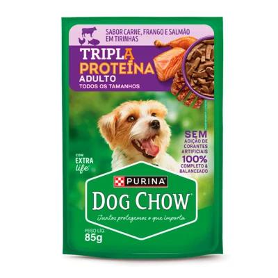 Dog Chow 85g Tripla Proteina Adulto Car Frg Salmao