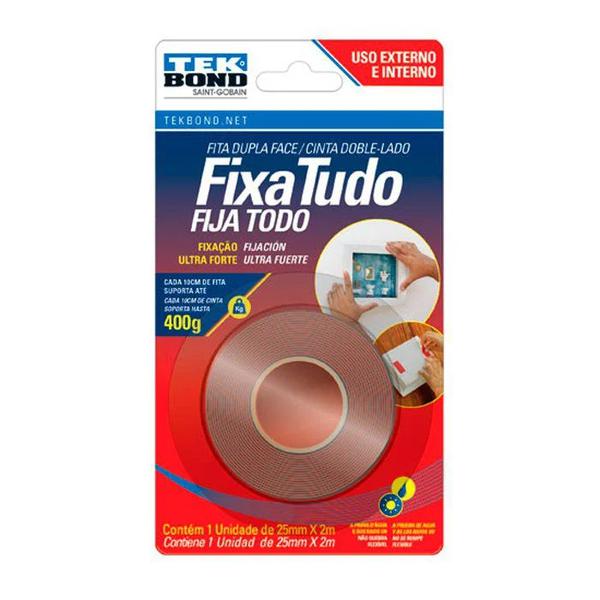 Fita Fixa Tudo Tek Bond 25mm x 2m Externo/Interno