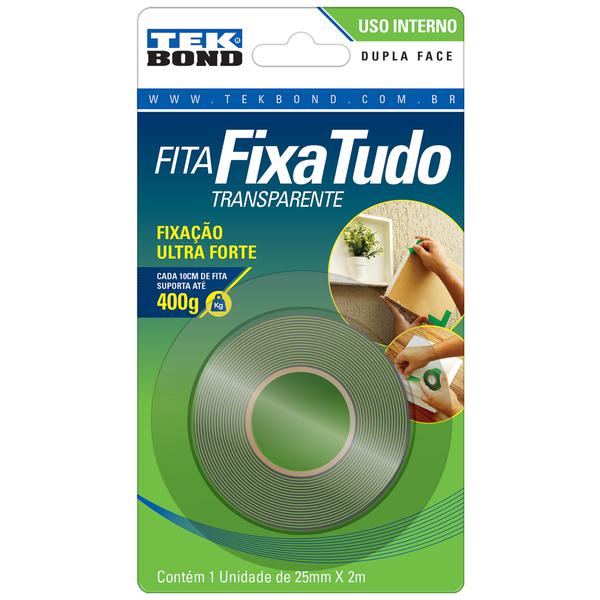 Fita Fixa Tudo Tek Bond 25mm x 2m Interno