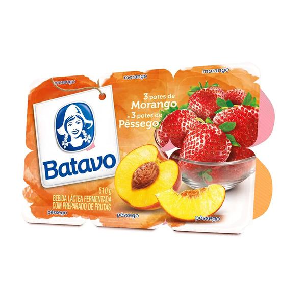 Iogurte Batavo Polpa 510g Morango/Pessego