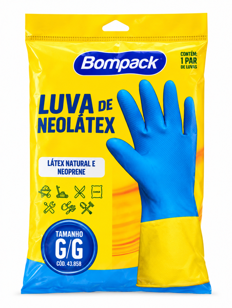 Luva Neolatex Bompack Azul G