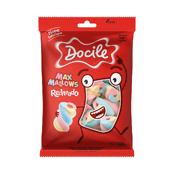 Maxmallows Docile 220g Recheado Morango