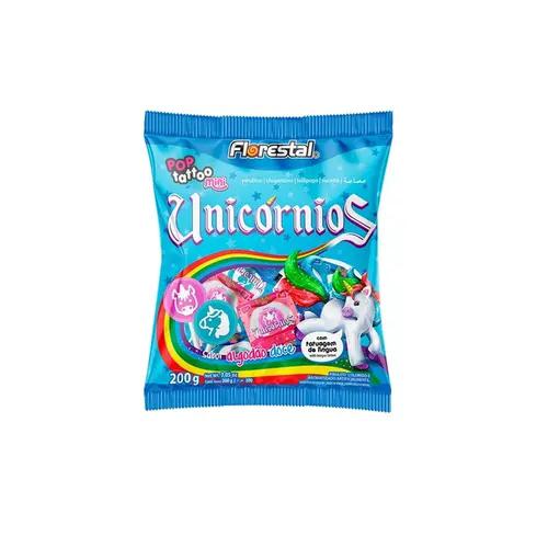 Pirulito Florestal Pop Tattoo 200g Mini Unicornios