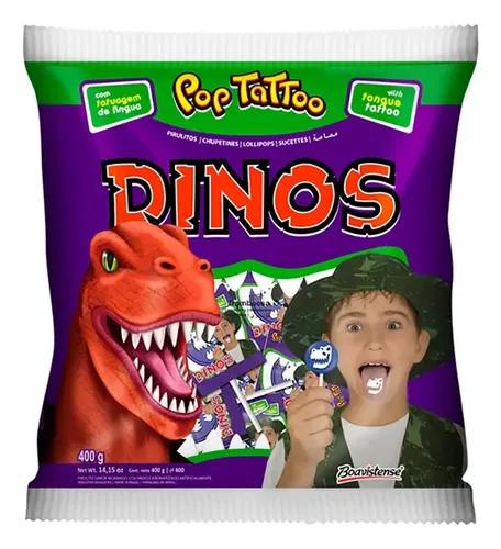 Pirulito Florestal Pop Tattoo 400g Dinossauros
