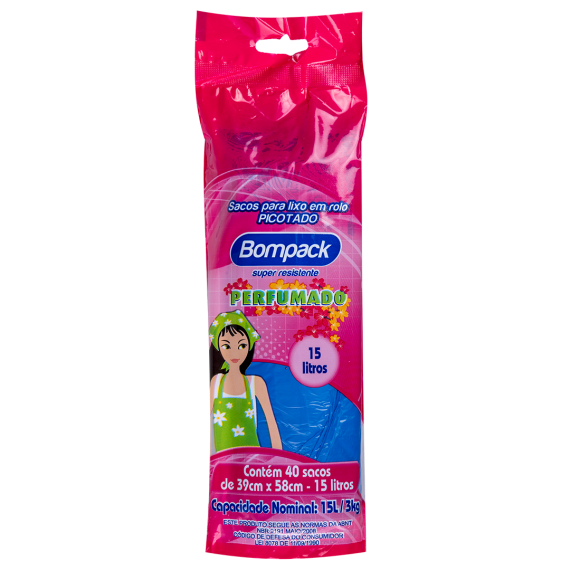 Saco Lixo Rolo Bompack 15l 40un Perfumado