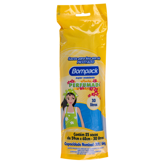 Saco Lixo Rolo Bompack 30l C/ 25un Perfumado