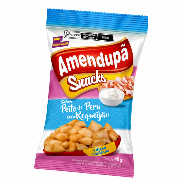 Salgadinho Amendupa Snacks 40g Peito Peru c/ Requeijao