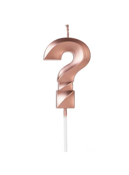 Vela Aniversario Silver Festas Rose Gold Interrogacao